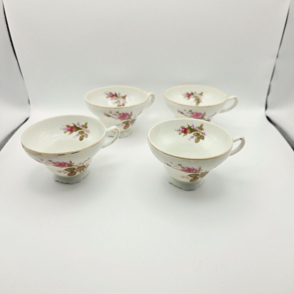 Vintage Japanese Moss Rose 15-Piece Porcelain Tea Set 14K Gold Trim Floral - Picture 6 of 12